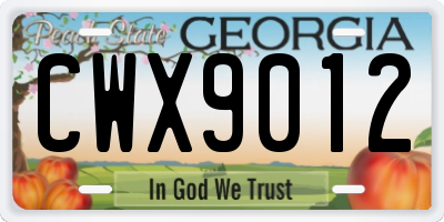 GA license plate CWX9012