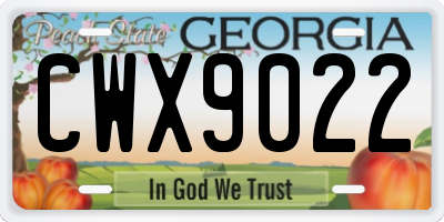GA license plate CWX9022