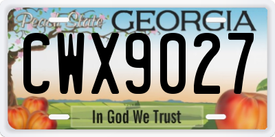 GA license plate CWX9027