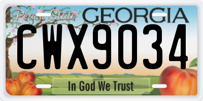 GA license plate CWX9034