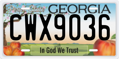 GA license plate CWX9036