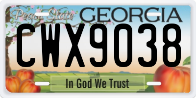 GA license plate CWX9038