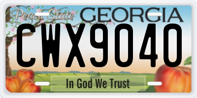 GA license plate CWX9040