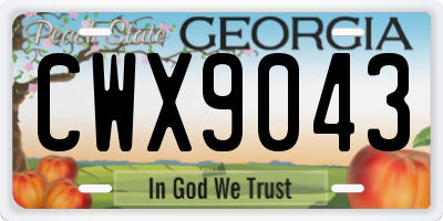 GA license plate CWX9043