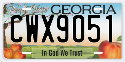 GA license plate CWX9051
