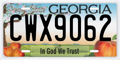 GA license plate CWX9062