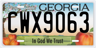 GA license plate CWX9063