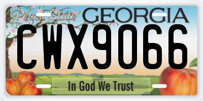 GA license plate CWX9066