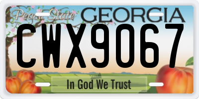 GA license plate CWX9067