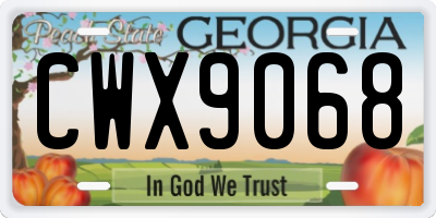 GA license plate CWX9068