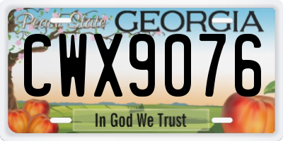 GA license plate CWX9076