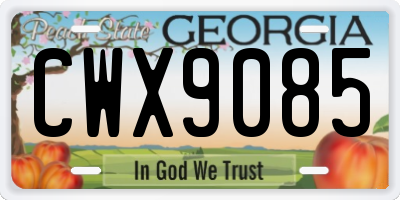 GA license plate CWX9085