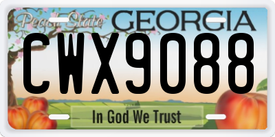 GA license plate CWX9088