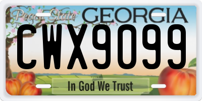 GA license plate CWX9099