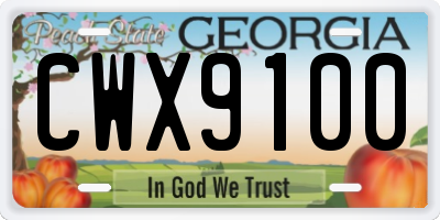 GA license plate CWX9100