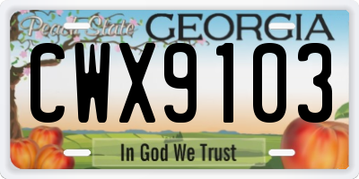 GA license plate CWX9103