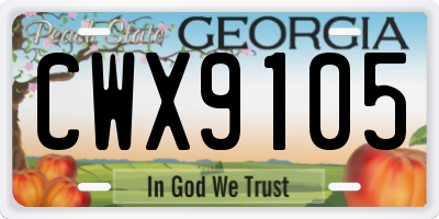 GA license plate CWX9105