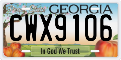 GA license plate CWX9106