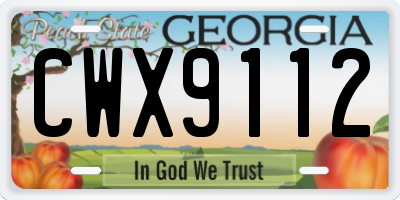 GA license plate CWX9112