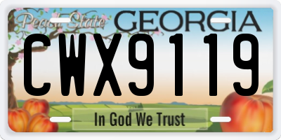 GA license plate CWX9119