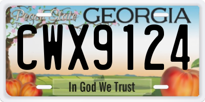 GA license plate CWX9124