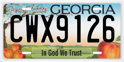 GA license plate CWX9126