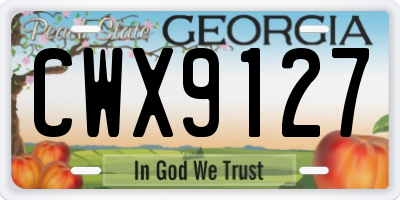GA license plate CWX9127