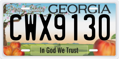 GA license plate CWX9130