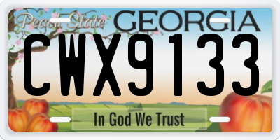 GA license plate CWX9133