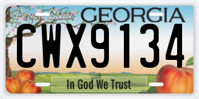 GA license plate CWX9134