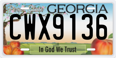 GA license plate CWX9136