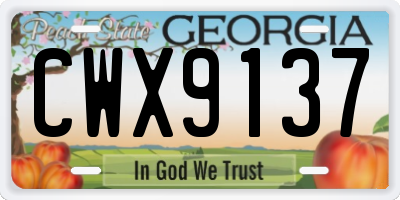 GA license plate CWX9137