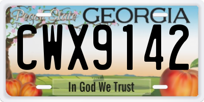GA license plate CWX9142