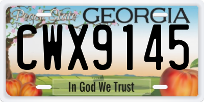 GA license plate CWX9145