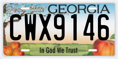 GA license plate CWX9146
