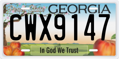 GA license plate CWX9147