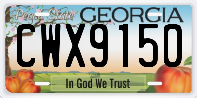 GA license plate CWX9150