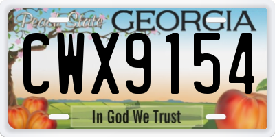 GA license plate CWX9154