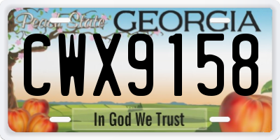 GA license plate CWX9158