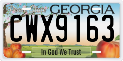 GA license plate CWX9163