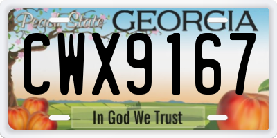 GA license plate CWX9167