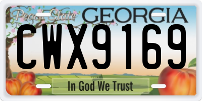 GA license plate CWX9169