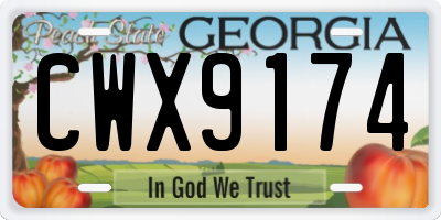 GA license plate CWX9174