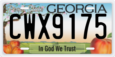 GA license plate CWX9175
