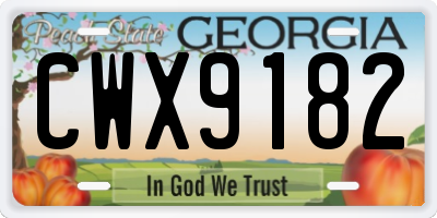 GA license plate CWX9182