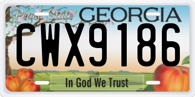 GA license plate CWX9186