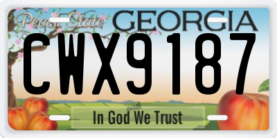 GA license plate CWX9187