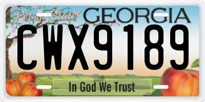 GA license plate CWX9189