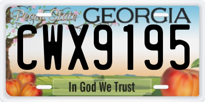 GA license plate CWX9195