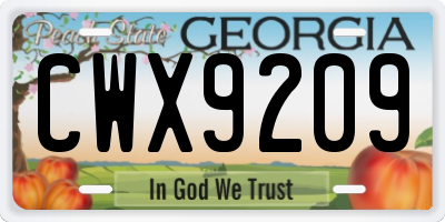 GA license plate CWX9209